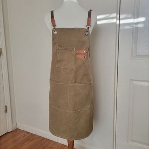 Utility apron unisex with brass and brown accents sturdy brown tan color